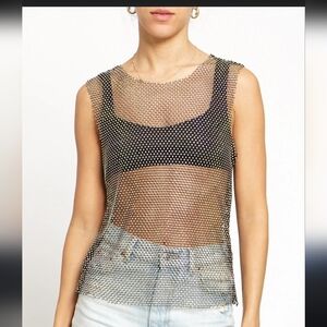 Stylish Mesh Sequined Sleeveless Top